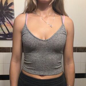 Brandy Melville Gray Ribbed Crop Top